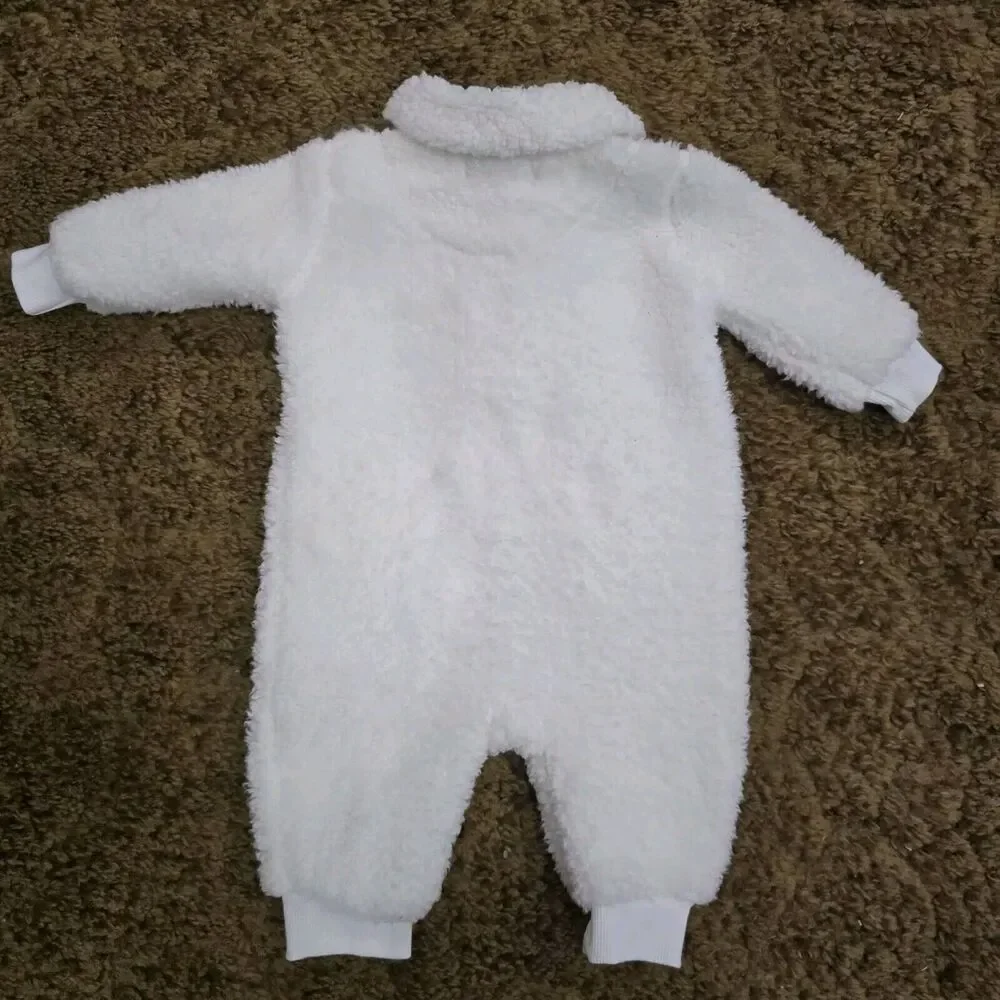 7 For All Mankind Infant Bodysuit White Sherpa Fleece Zipper Garage Guard Unisex